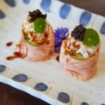 Stuffed salmon gunkan